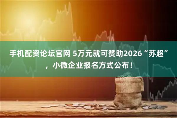 手机配资论坛官网 5万元就可赞助2026“苏超”，小微企业报名方式公布！
