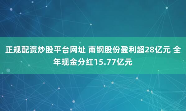 正规配资炒股平台网址 南钢股份盈利超28亿元 全年现金分红15.77亿元