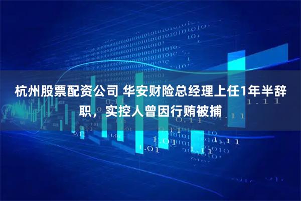 杭州股票配资公司 华安财险总经理上任1年半辞职,实控人曾因行贿被捕